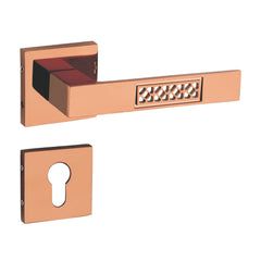 Trellis on Rose Luxury Interior Door Handle Set