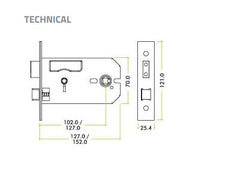 5'' Horizontal Lock - Bathroom - 127MM