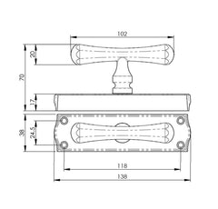 Tiffany T Knob Espagnolette Bolt