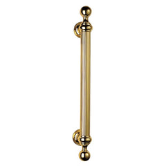 Casilda solid brass door pull handle, 500mm in length with a stylish reeded grip, available in polished brass, satin nickel, and polished chrome finishes, ideal for high-traffic residential and commercial settings