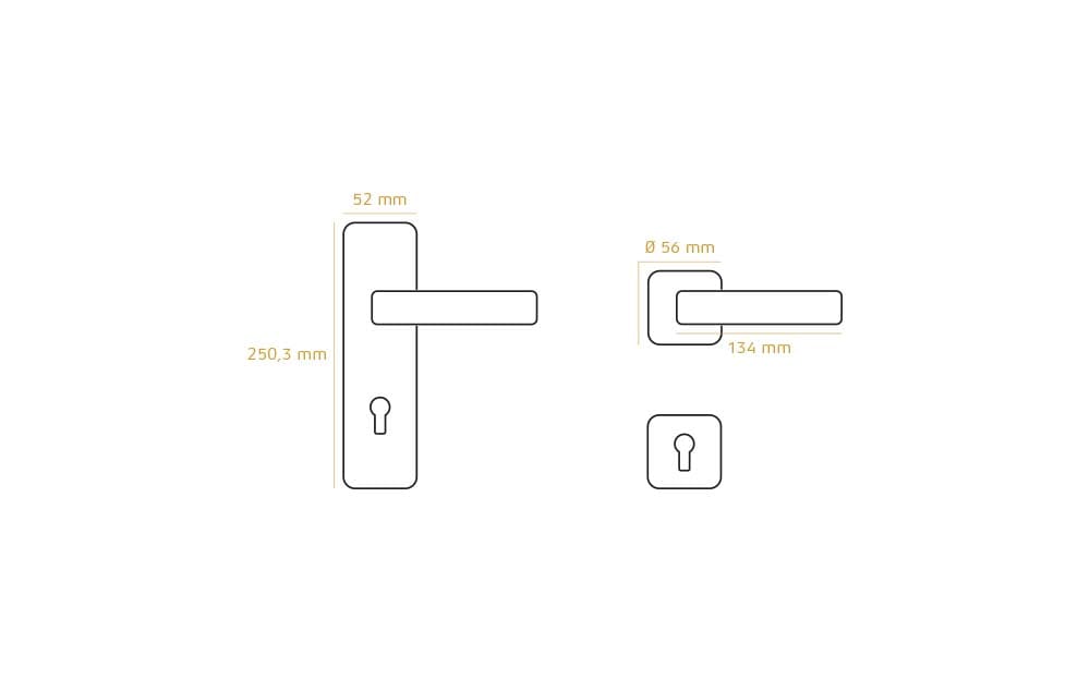 Turkish Penta door handle with a sleek modern design, featuring a 56mm rose and 134mm handle length, combining style, durability, and functionality to enhance any door.