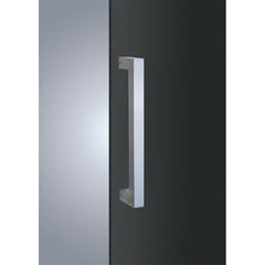 Solace heavy-duty door pull handle, 300mm in length, made of satin stainless steel, with a back-to-back pair design, includes fixing screws, and suitable for bolt-through installation.