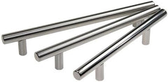 T-Bar door pull handle, 400mm in length with a 19mm diameter and 300mm center-to-center distance, made of stainless steel, available in polished and satin finishes, designed for high-traffic door entrances.