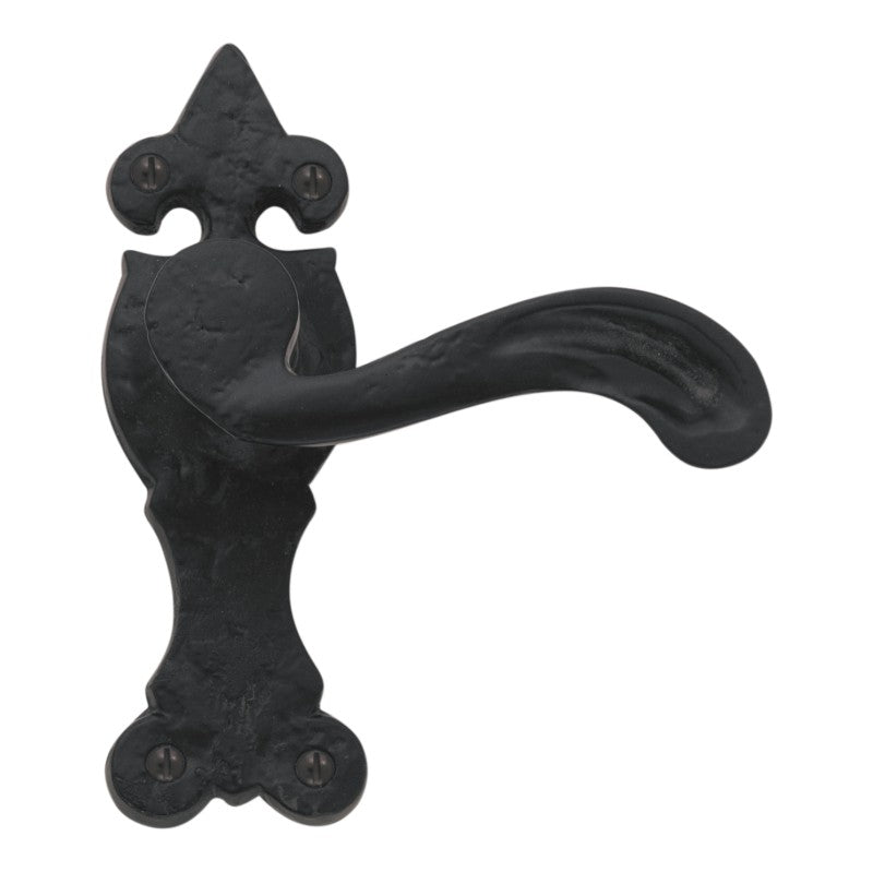 Euro Art Lever Latch 155x50mm in Black Antique finish, with sleek Lever On Backplate design, crafted for elegance and practicality, perfect for diverse door applications.