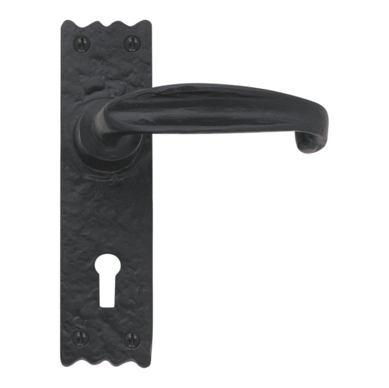 Euro Art Lever Lock (Slimline V) 158x38mm in Black Antique, featuring minimalist Slimline V design, paired set for modern door hardware solutions.