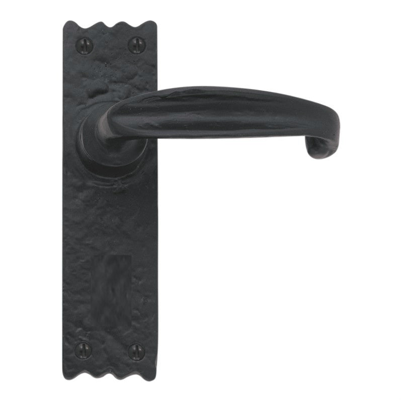 Euro Art Lever Latch (Slimline V) 158x38mm in Black Antique finish, featuring sleek modern Slimline V design in a practical paired set.
