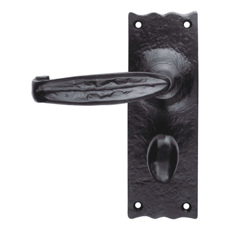 Euro Art Lever Bathroom 155mm x 55mm in Black Antique finish, offering elegant backplate design and precision craftsmanship for stylish and functional bathroom doors.