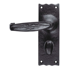 Euro Art Lever Bathroom 155mm x 55mm in Black Antique finish, offering elegant backplate design and precision craftsmanship for stylish and functional bathroom doors.