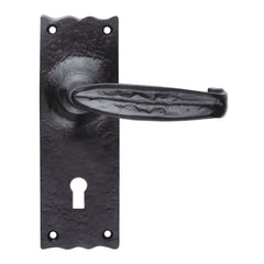 Euro Art Hardware Lever Lock - 155mm x 55mm in Black Antique, classic Lever On Backplate design, premium craftsmanship, versatile application, and easy installation.
