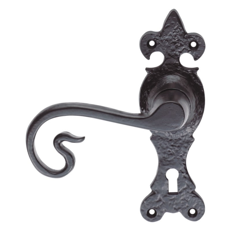 Euro Art Hardware Lever Lock - 170mm x 52mm in Black Antique, classic Lever On Backplate design, premium craftsmanship, versatile application, and easy installation.