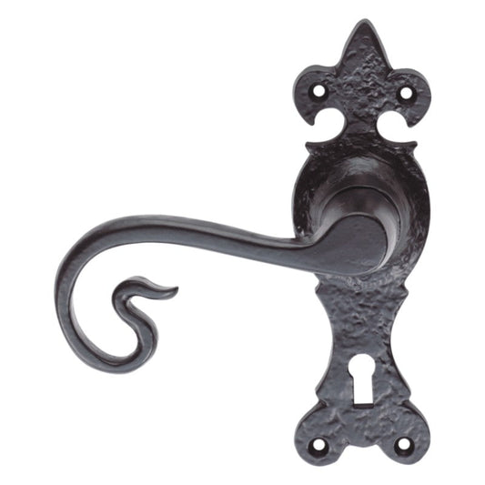 Euro Art Hardware Lever Lock - 170mm x 52mm in Black Antique, classic Lever On Backplate design, premium craftsmanship, versatile application, and easy installation.