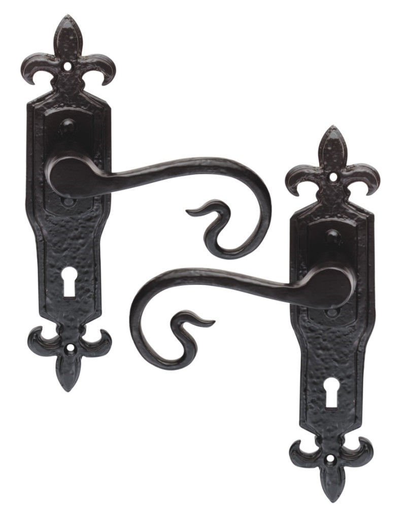 Euro Art Hardware Lever Lock - 222mm x 50mm in Black Antique, classic Lever On Backplate design, premium craftsmanship, versatile application, and easy installation.