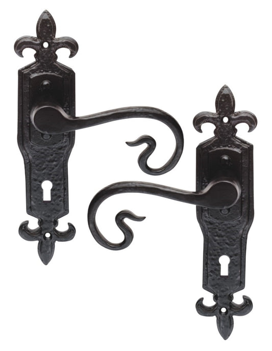 Euro Art Hardware Lever Lock - 222mm x 50mm in Black Antique, classic Lever On Backplate design, premium craftsmanship, versatile application, and easy installation.
