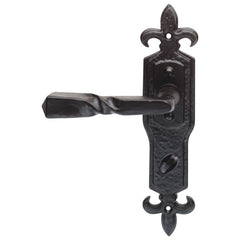 Euro Art Hardware Lever Bathroom - 222mm x 50mm in Black Antique, classic Lever On Backplate design, premium craftsmanship, durable for bathrooms, and easy installation.