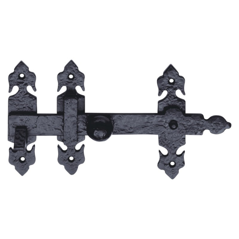 Euro Art 8 Suffolk Latch - 203mm in Black Antique finish, blending timeless design with durable construction for reliable and elegant gate security.
