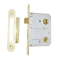 Euro Art 3-inch bathroom lock with round forend - Affordable electro brass finish for reliable door security.