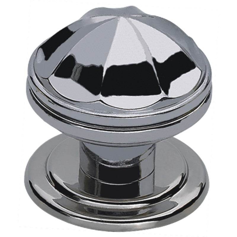 Gloria Centre Door Knob by Euro Art, 71x70x72mm, in Polished Chrome. A stylish and modern door accessory that blends form and function, adding a sophisticated touch to any door.