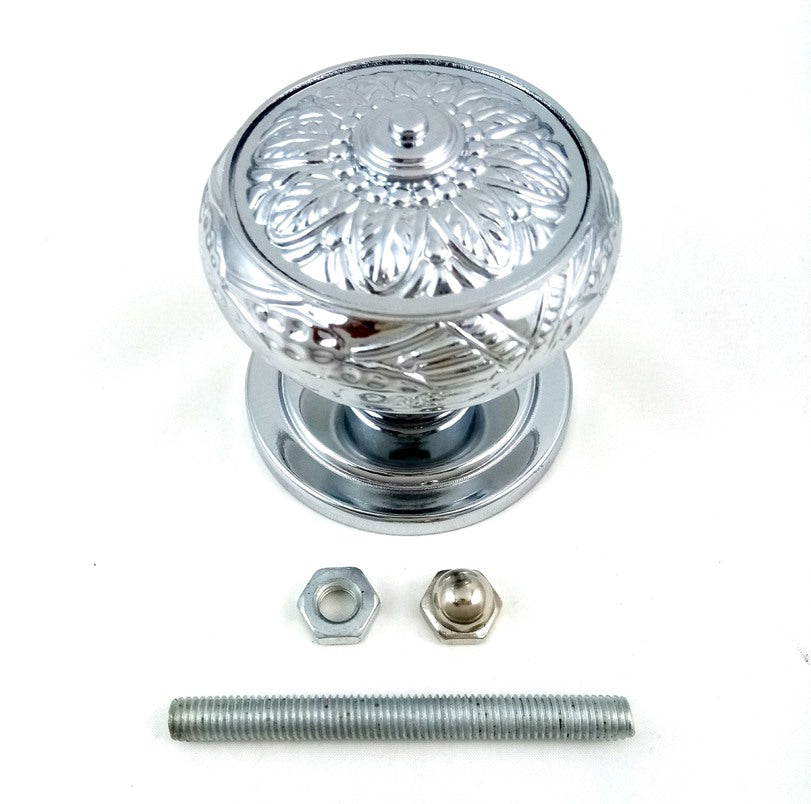 Calisto Centre Door Knob by Euro Art, 72x70x70mm, in Polished Chrome. A modern, elegant door accessory that combines style with functionality, enhancing any door with its sophisticated design.