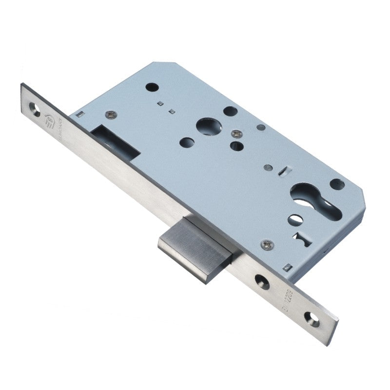 Euro Art Hardware DIN Euro Profile Deadlock 60mm in Satin Stainless Steel finish, offering premium security, fire-rated assurance, and a modern design for your doors.