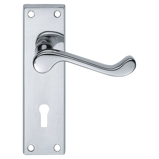 Valens Scroll Lever on Backplate with Key Lock 150mm x 40mm (PAIR)
