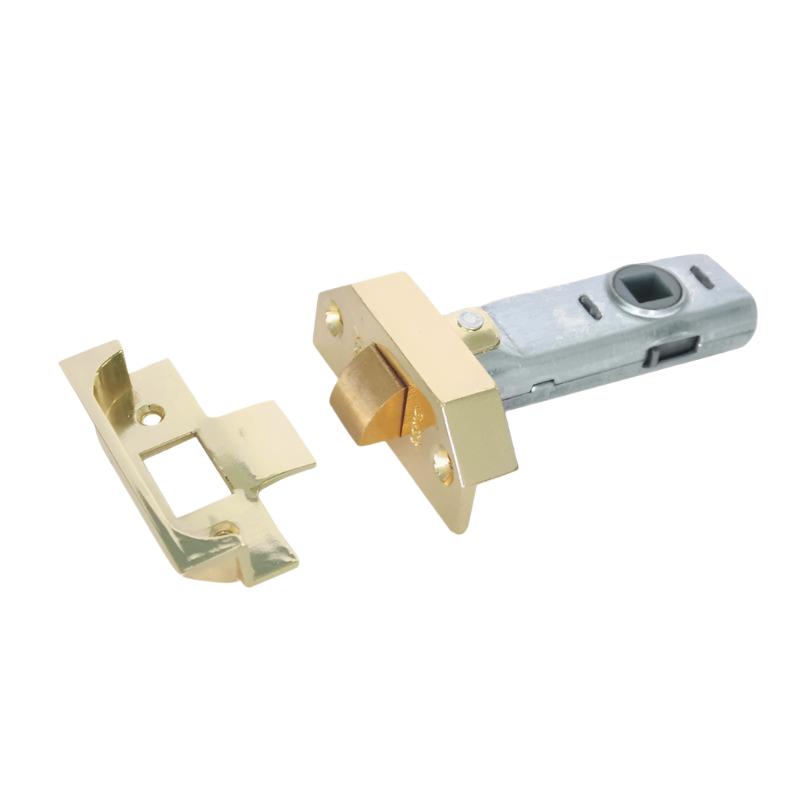 Euro Art Hardware Rebated Tubular Latch in Polished Brass finish, offering seamless door functionality, timeless elegance, and versatile application for residential and commercial use.