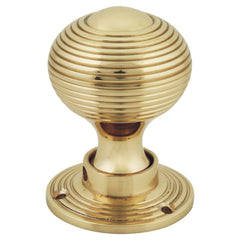 Beehive Reeded Mortice Knob from Euro Art Hardware, featuring a reeded texture in polished brass, polished chrome, or satin chrome finishes. A sophisticated and compact design that enhances both residential and commercial doors with timeless elegance and architectural flair.