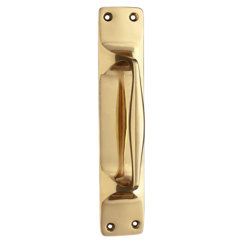 Pull Handle on Plate in Brass & Nickel Finish - 300 x 63 mm