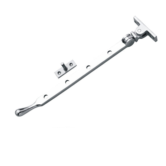 203mm bulb-end architectural casement stay in polished chrome or satin nickel for modern windows.