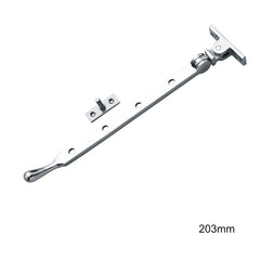 203mm bulb-end architectural casement stay in polished chrome or satin nickel for modern windows.