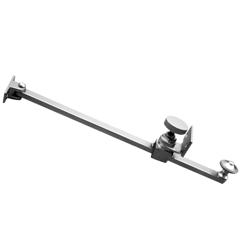 Adjustable-length casement stay in polished brass, polished chrome, or satin chrome finishes.