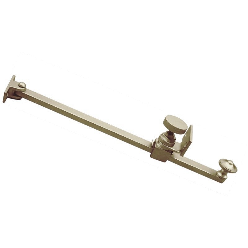 Adjustable-length casement stay in polished brass, polished chrome, or satin chrome finishes.