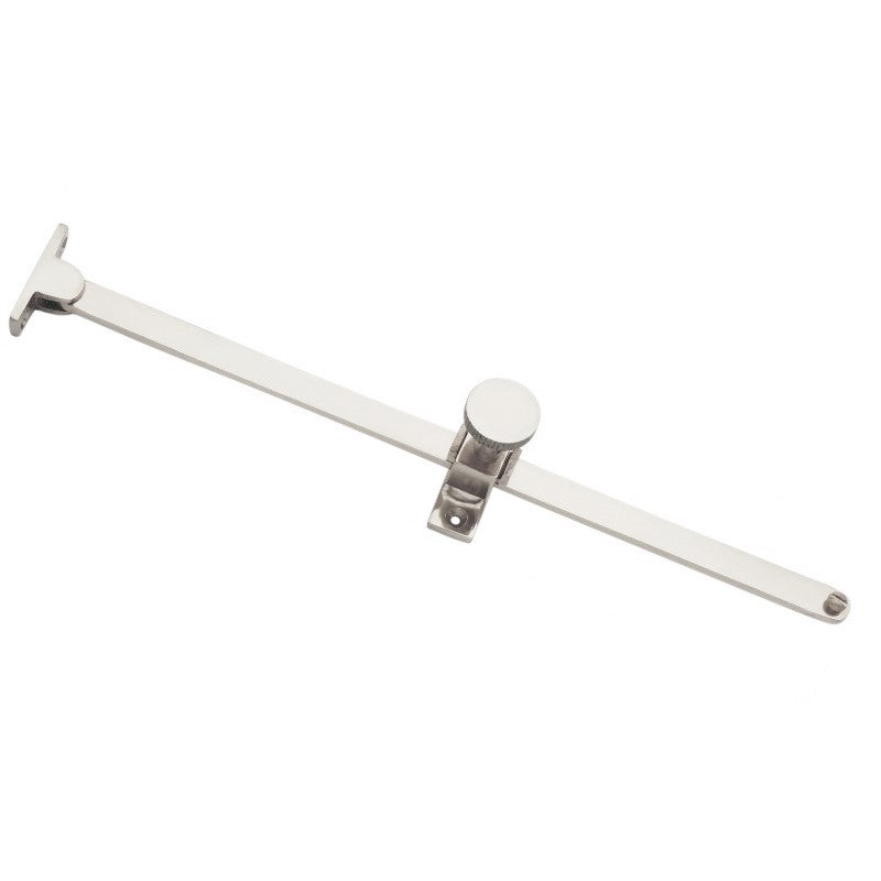 250mm adjustable casement stay in polished brass or polished chrome for versatile window use.