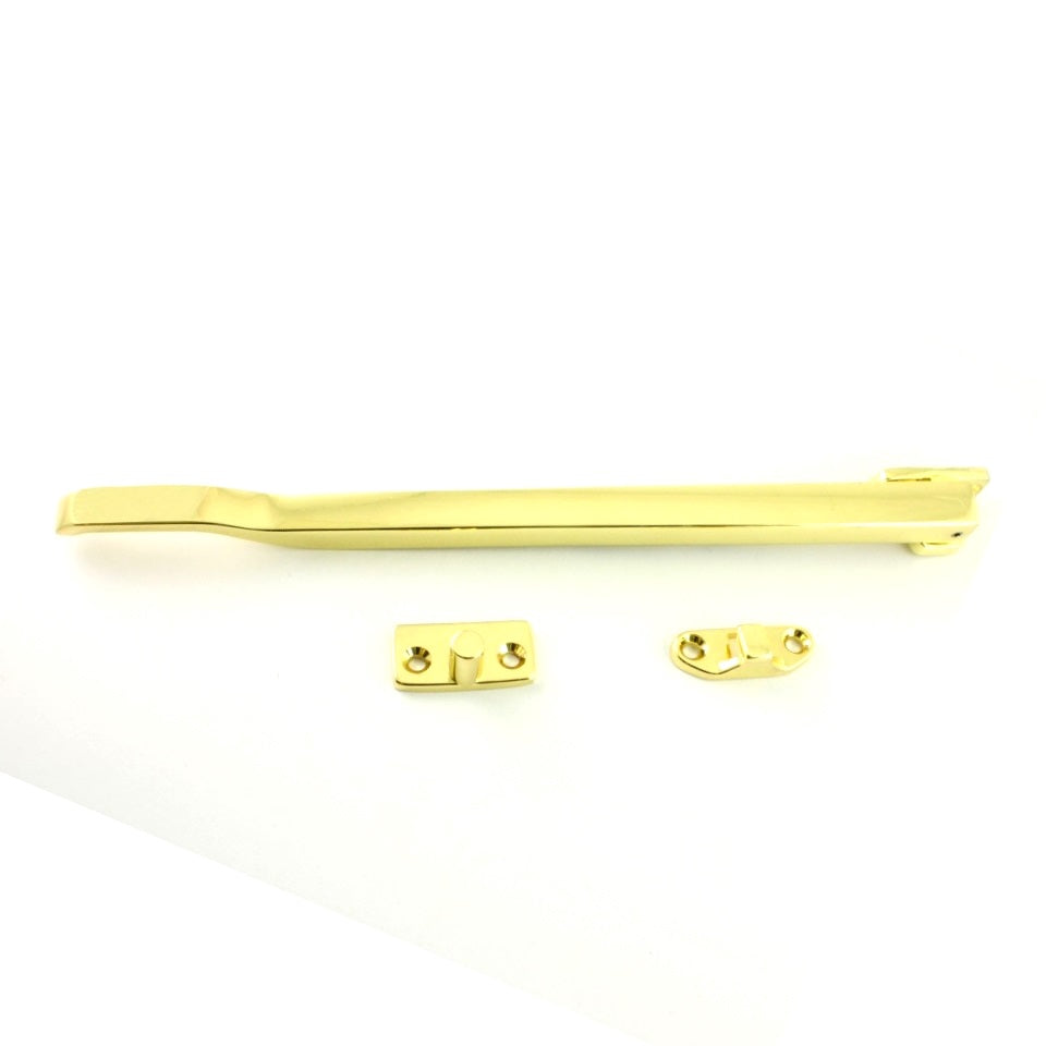 255mm modern casement stay by Euro Art in electro brass, polished chrome, or white finishes.