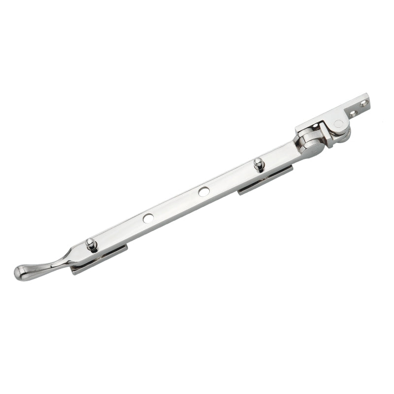 250mm ball-end casement stay in finishes like polished brass, chrome, satin chrome, and nickel.