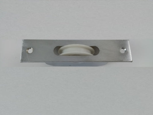 Sash Window Axle Pulley Square Forend with Nylon Wheel 
  -117x25mm
