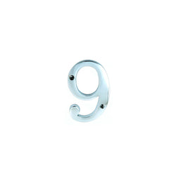 House Door Numerals Numbers - Number 0 to 9 in Satin Chrome Finish 75mm