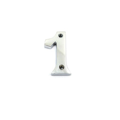House door numerals numbers - numbers : 0 - 9 in polished chrome finish - 50 mm