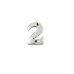 House door numerals numbers - numbers : 0 - 9 in polished chrome finish - 50 mm