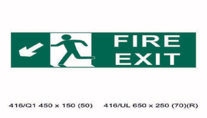 Fire Exit Health and safety sign with man walking -  450 x 150mm-Chose photo
