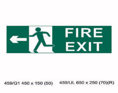 Fire Exit Health and safety sign with man walking -  650 x 250mm-Chose photo