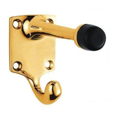 Door stop - sgl hook - 85mm - polished brass