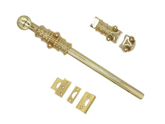 Surface Sliding Bolt-12"|12 inch|Door Bolt|Bolt with Decorative knobs|Oval knob Sliding Bolts|Polished Brass