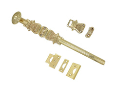 Surface Sliding Bolt-12"|12 inch|Door Bolt|Bolt with Decorative knobs|Oval knob Sliding Bolts|Polished Brass