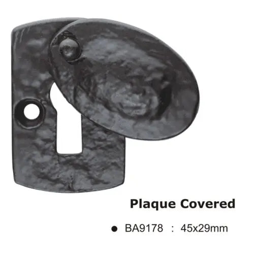 Black Antique Plaque Covered Escutcheon - 45x29mm