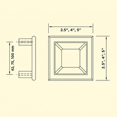 Baron Square Luxury Interior Cabinet Knob 42mm