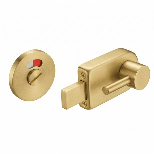 SS Disabled Locks in Satin Brass Finish - Indicator Bolt and Release