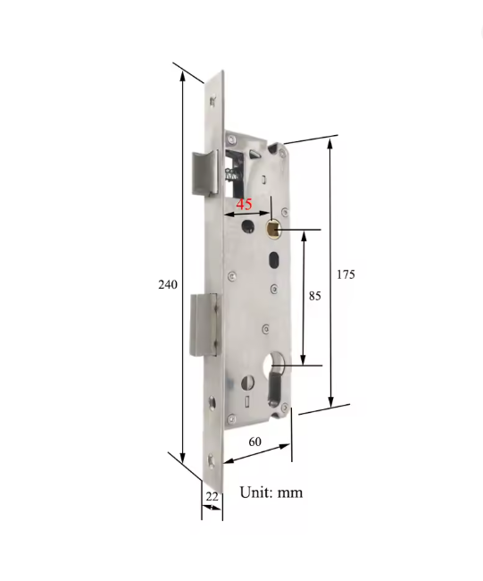 85mm Centre DIN Mortice Lock