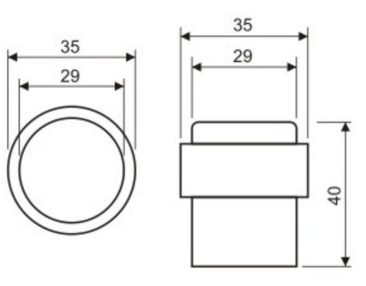 Flat Head Floor Mounted Door Stop  35 x 40mm