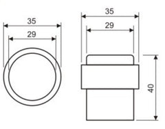 Flat Head Floor Mounted Door Stop  35 x 40mm