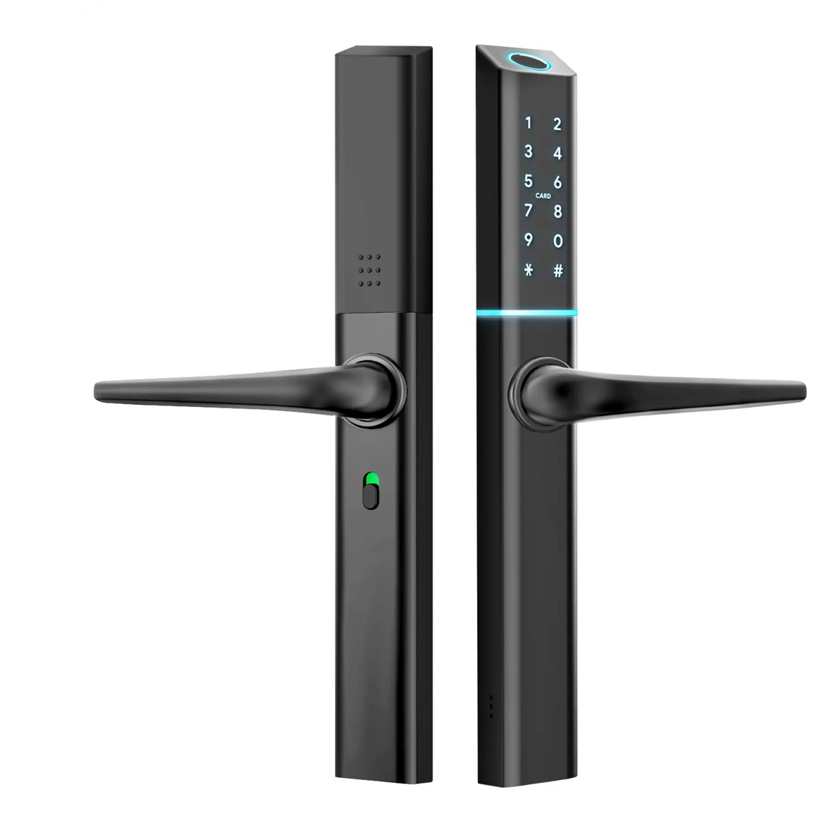 Black electronic door lock with digital keypad on a white background, featuring Euro Art branding.